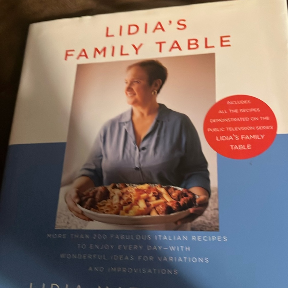 Lidia Family Table. Brown and White Accented Book Cover
